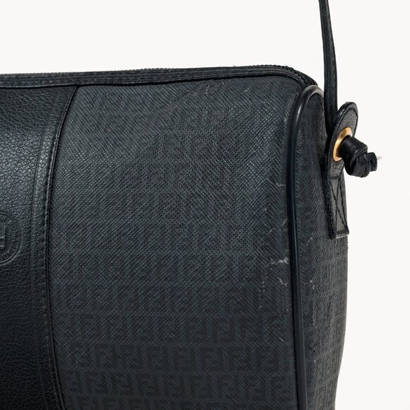 Fendi Vintage Grey & Black FF Coated Canvas Crossbody Bag - Picture 8 of 13